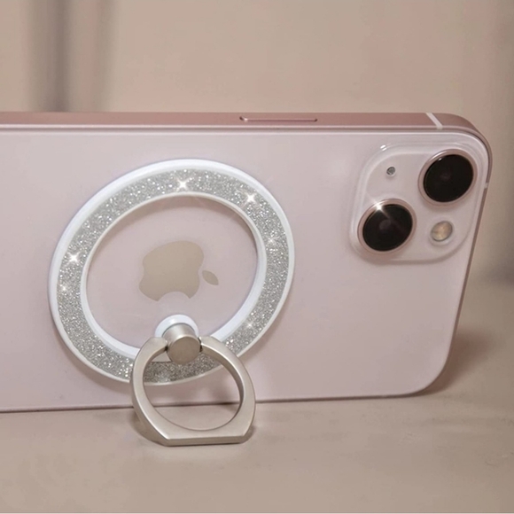 MagSafe Phone grip Holder Kickstand Phone Grip Finger Ring Grip White Glitter - Picture 1 of 7
